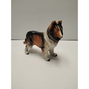 Vintage Collie Dog Hand Painted FIGURINE